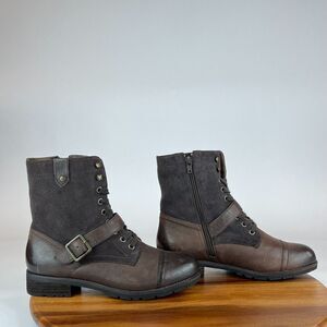 Womens Abeo Dayton Brown Leather Suede Cap Toe Ankle Boots Size 8 M GUC